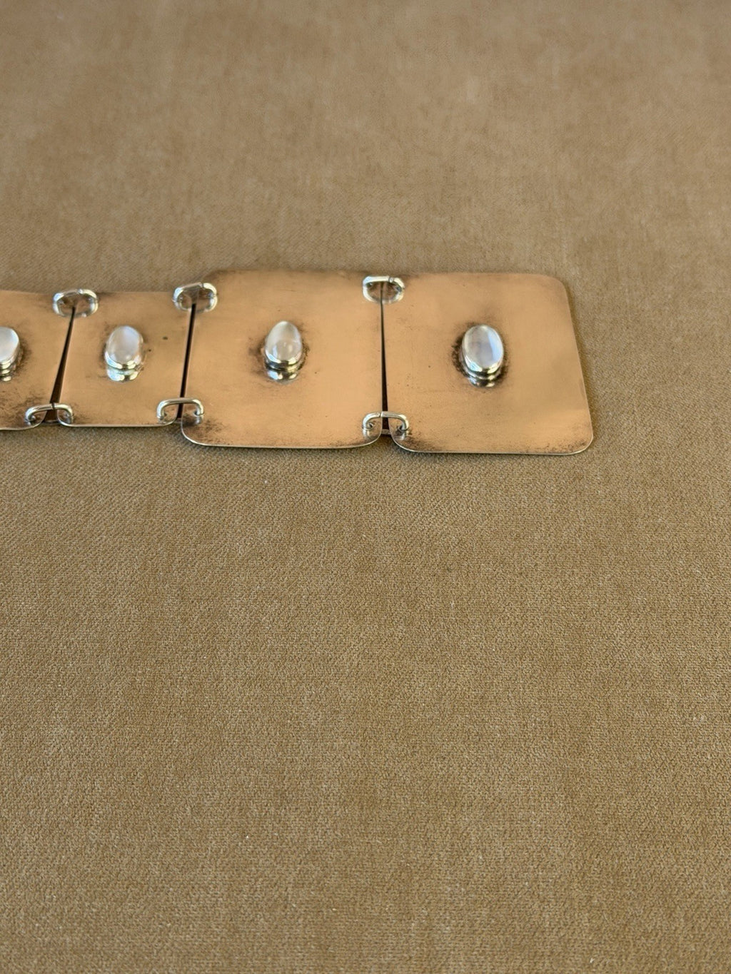 VTG Artisan Studio Modernist Sterling Silver 925 Moonstone Choker Necklace