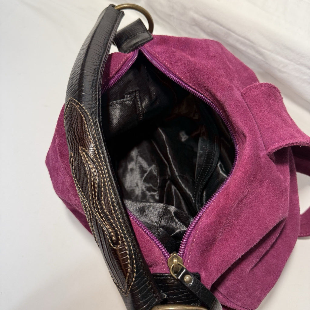 Francesco Biasia Split Leather Handbag - Purse - Maroon Soft Leather