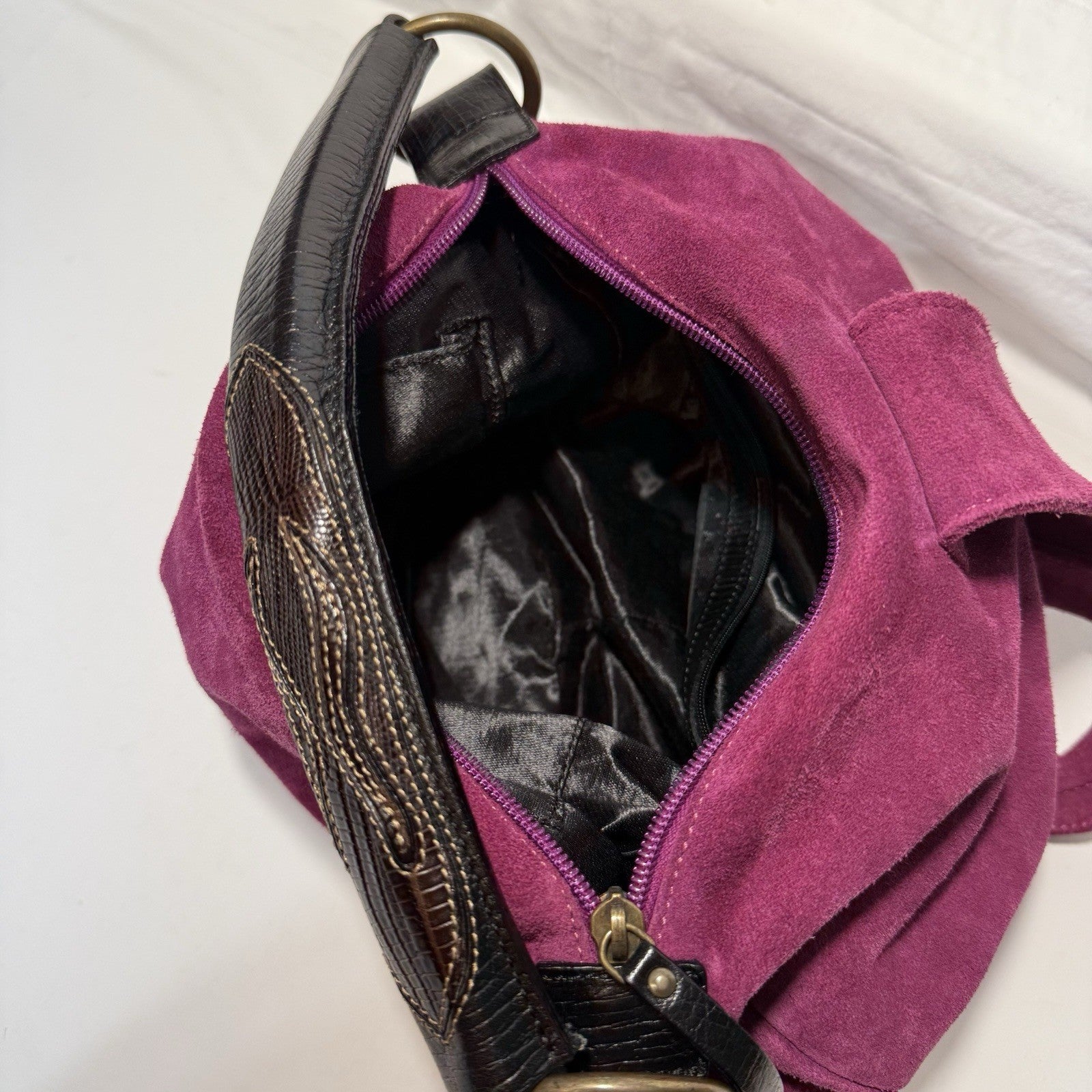 Francesco Biasia Split Leather Handbag - Purse - Maroon Soft Leather