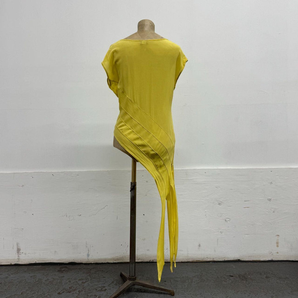 Vintage D&G Dolce & Gabbana Yellow Silk Asymmetric Shredded Top