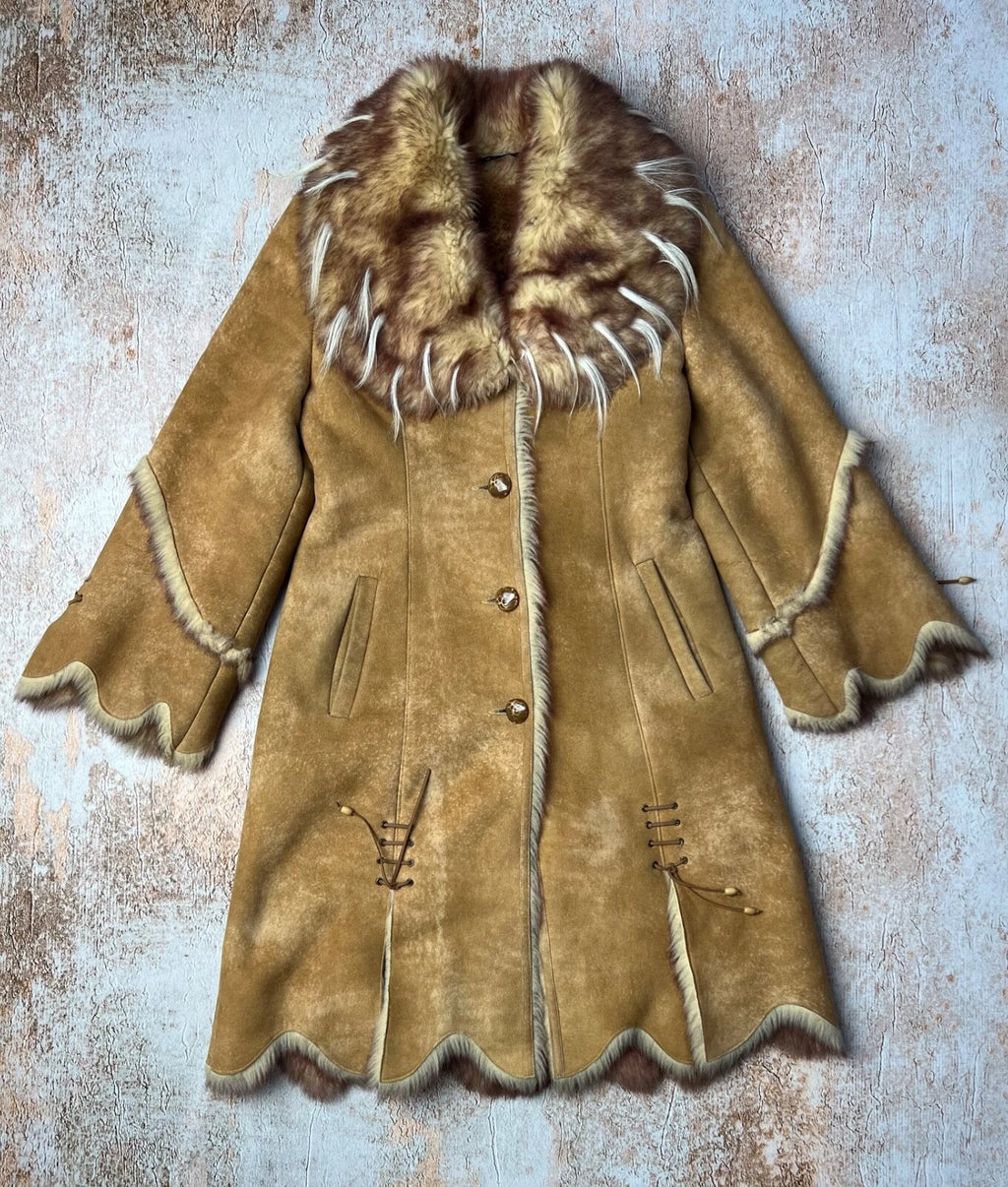 1990s Faux Fur Coat Brown
