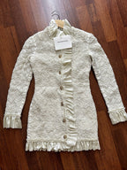 Alexander Wang Smocked Ruffle Long Jacket Dress S In Vintage White