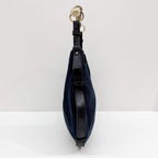 SAINT LAURENT Mombasa YSL Logo Navy Blue Canvas Shoulder Bag