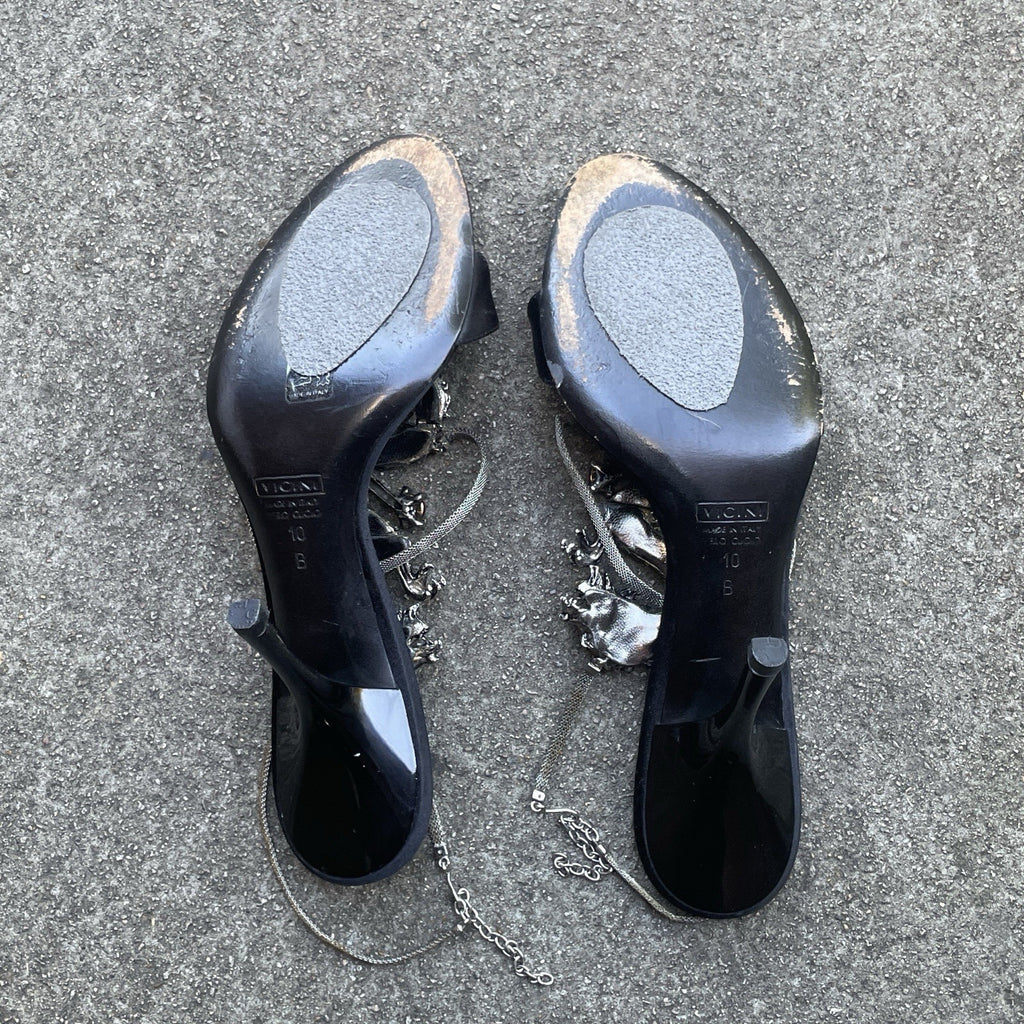 Giuseppe Zanotti S/S 2004 Dragon Black Satin Heels