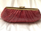 Judith Leiber Clutch Snakeskin RASPBERRY PINK Evening Bag Shoulder Vintage 1980s