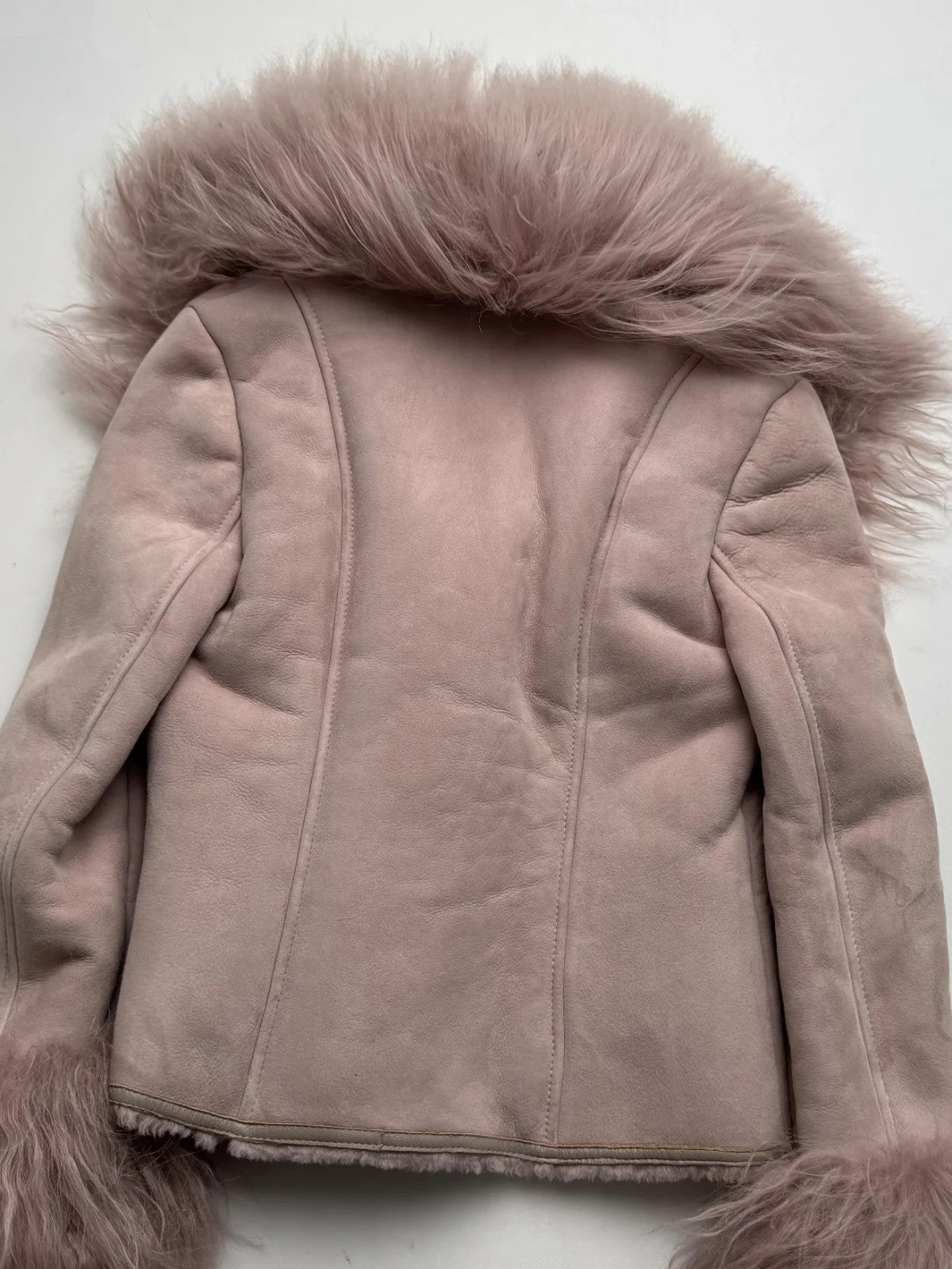 Vintage Sheepskin Shearling Leather Jacket Fur Trim Women's Size Small