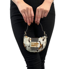 FENDI Vintage Logo Leopard Pony Calf Hair Micro Croissant Handbag Bag White
