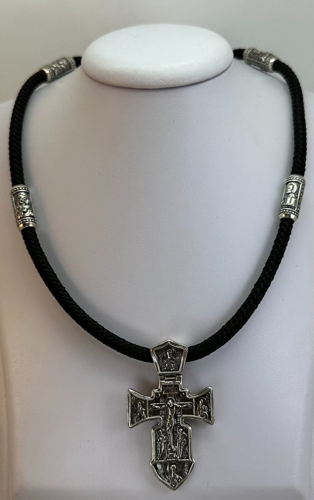Chic Original Vintage Sterling Silver 925 Silk Necklace & Cross 60 cm, 55,09 g.