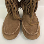 Minnetonka Size 9 Women’s Double Fringe Suede Chestnut Brown Boots