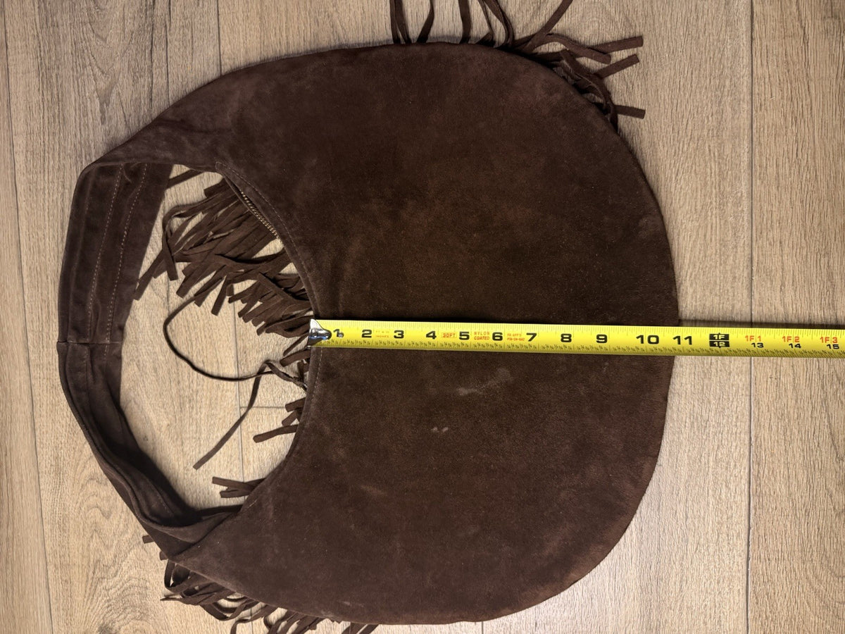 Bulga Hobo Fringe Studded Brown Leather Bag