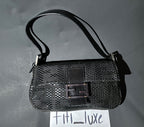 FENDI Baguette Black Woven Zucca Monogram Shoulder Bag