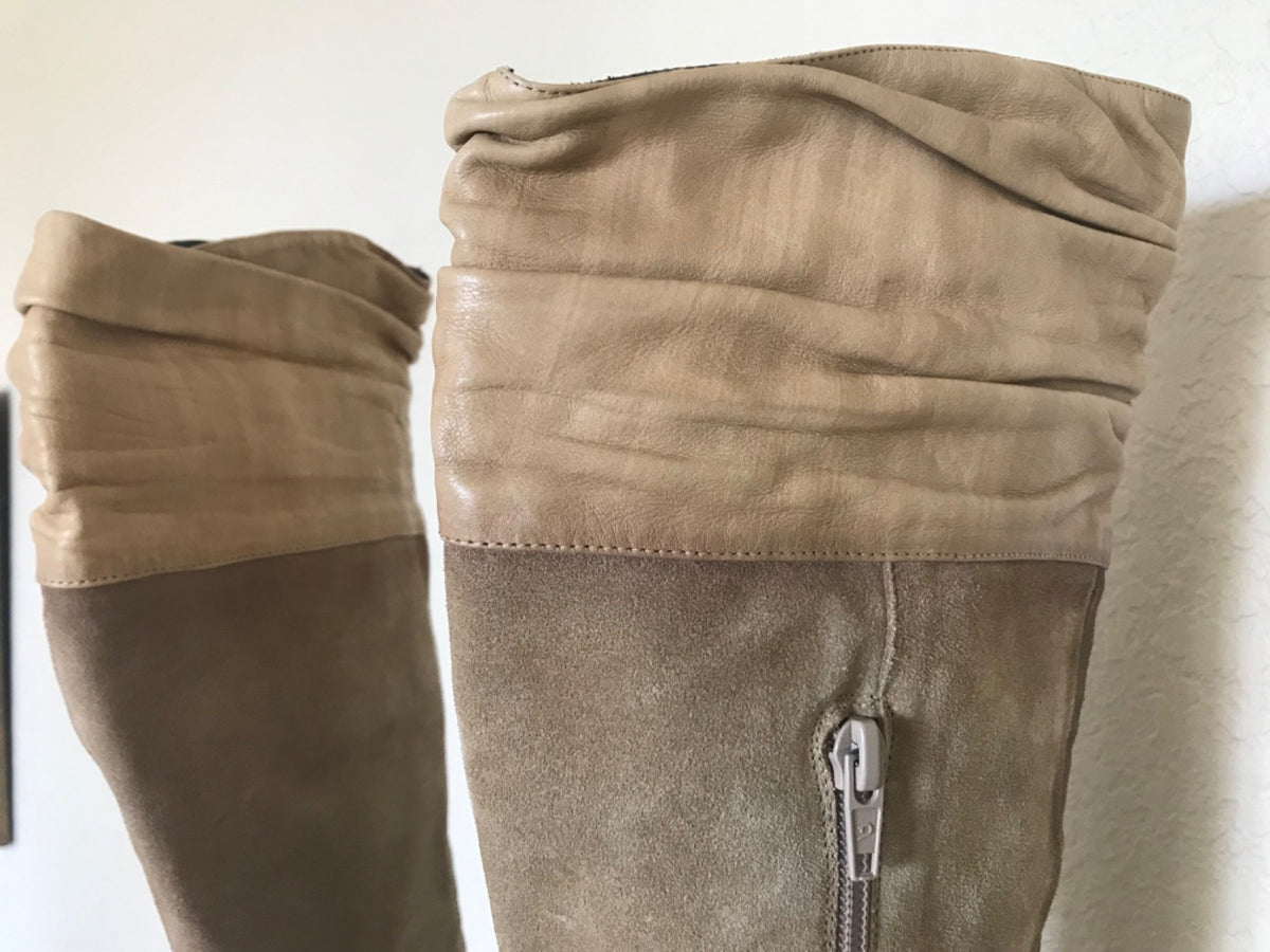 Aldo Y2K Suede and Leather Knee High Boots Pointed Toe Stiletto Heel Ombré