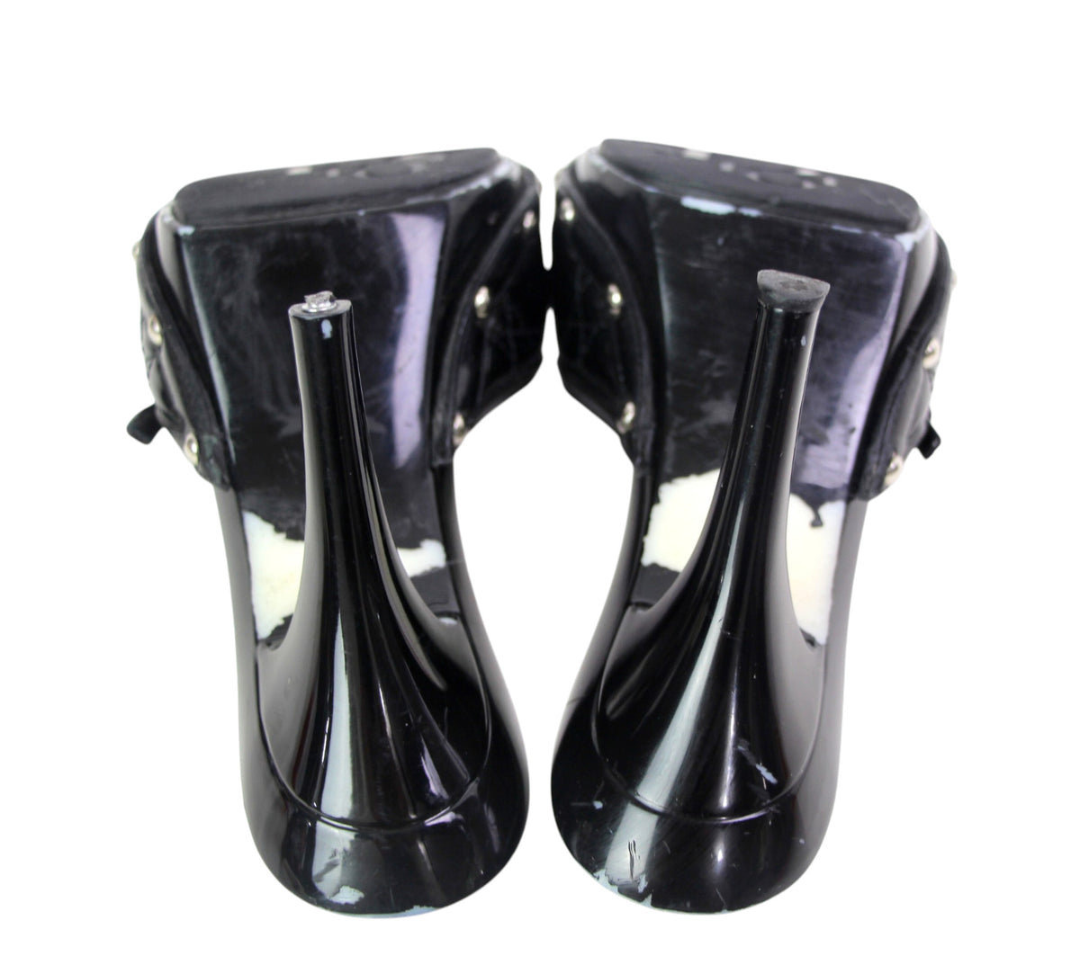 Dior Quilted Patent Leather High Heel Sandal Mules Black Size 36.5