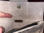 R&Y AUGOUSTI Python Snake Skin Leather Snap Wallet Clutch Ivory Brown Vintage