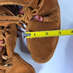 Minnetonka Woodstock Fringe Boots Women's Brown Suede Leather Beads Western - 8