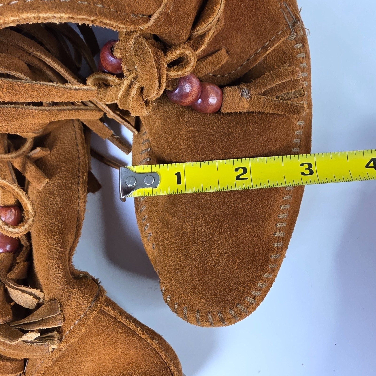Minnetonka Woodstock Fringe Boots Women's Brown Suede Leather Beads Western - 8