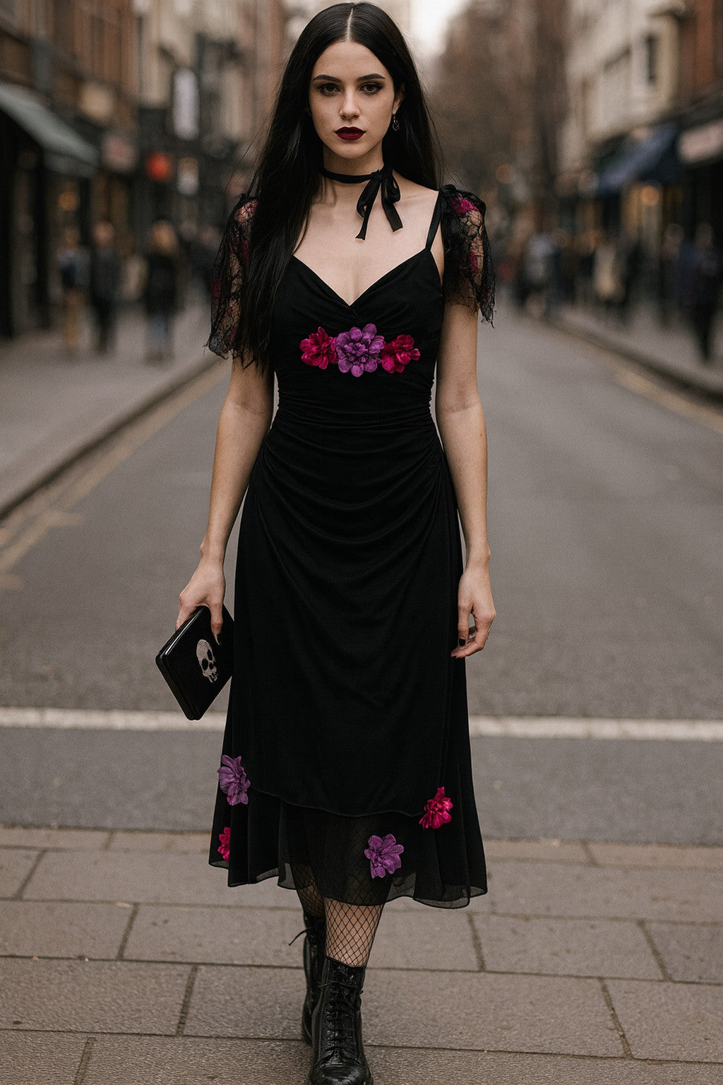 Vintage Floral Embellished Lace Dress