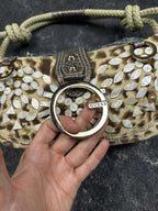 NEW Vintage Y2K Guess Leopard Pattern Denim Baguette Mini Handle Bag Women's