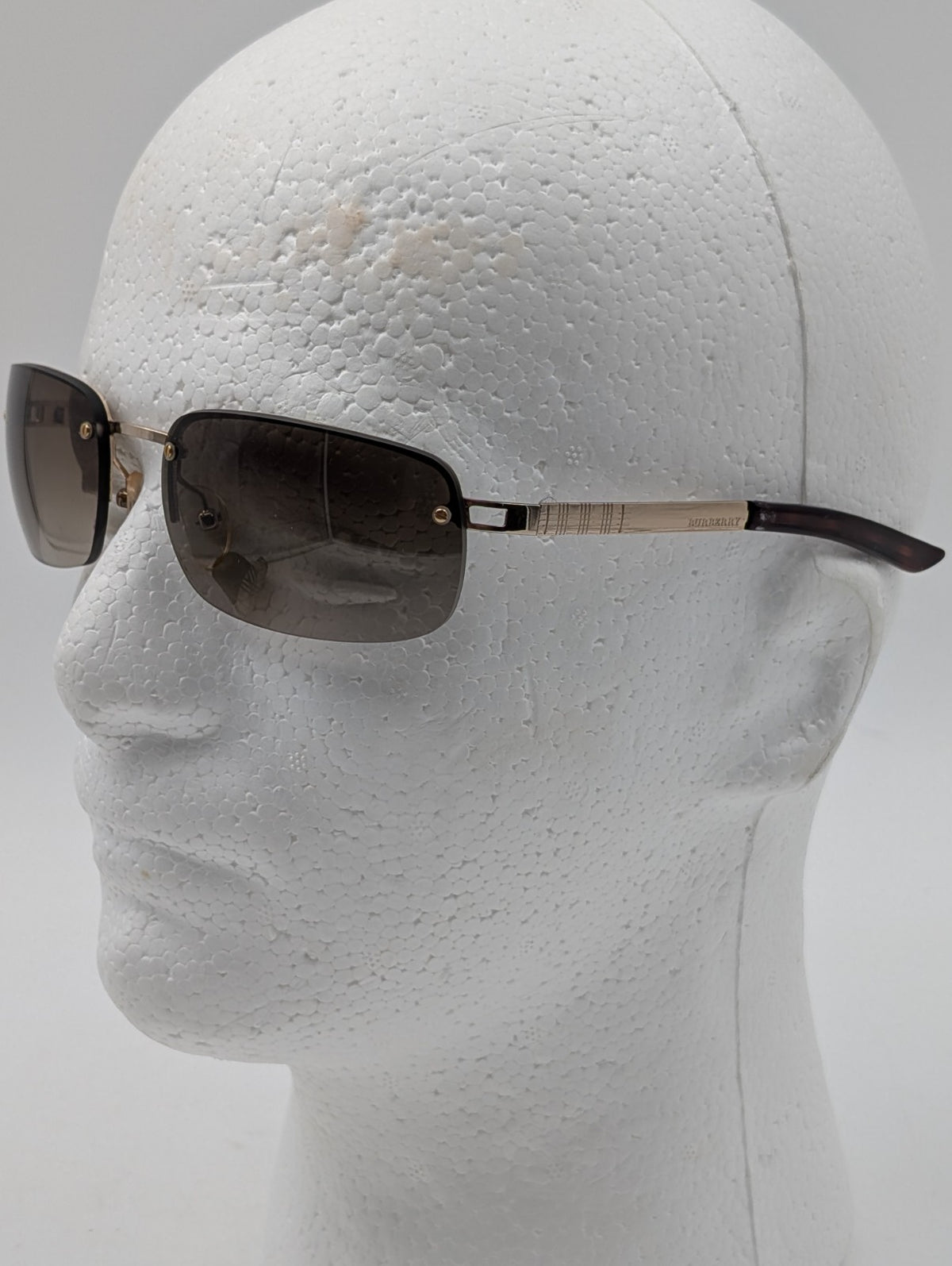 Vintage Burberry B8926/S Rimless Sunglasses Brown Gradient Gold Safilo W/ Case