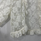 Glamour Ivory Floral Lace Sheer Ruffle Shrug Bolero Cardigan Top Size S