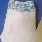 Escada White Jeans with Hand-Beaded Waistband