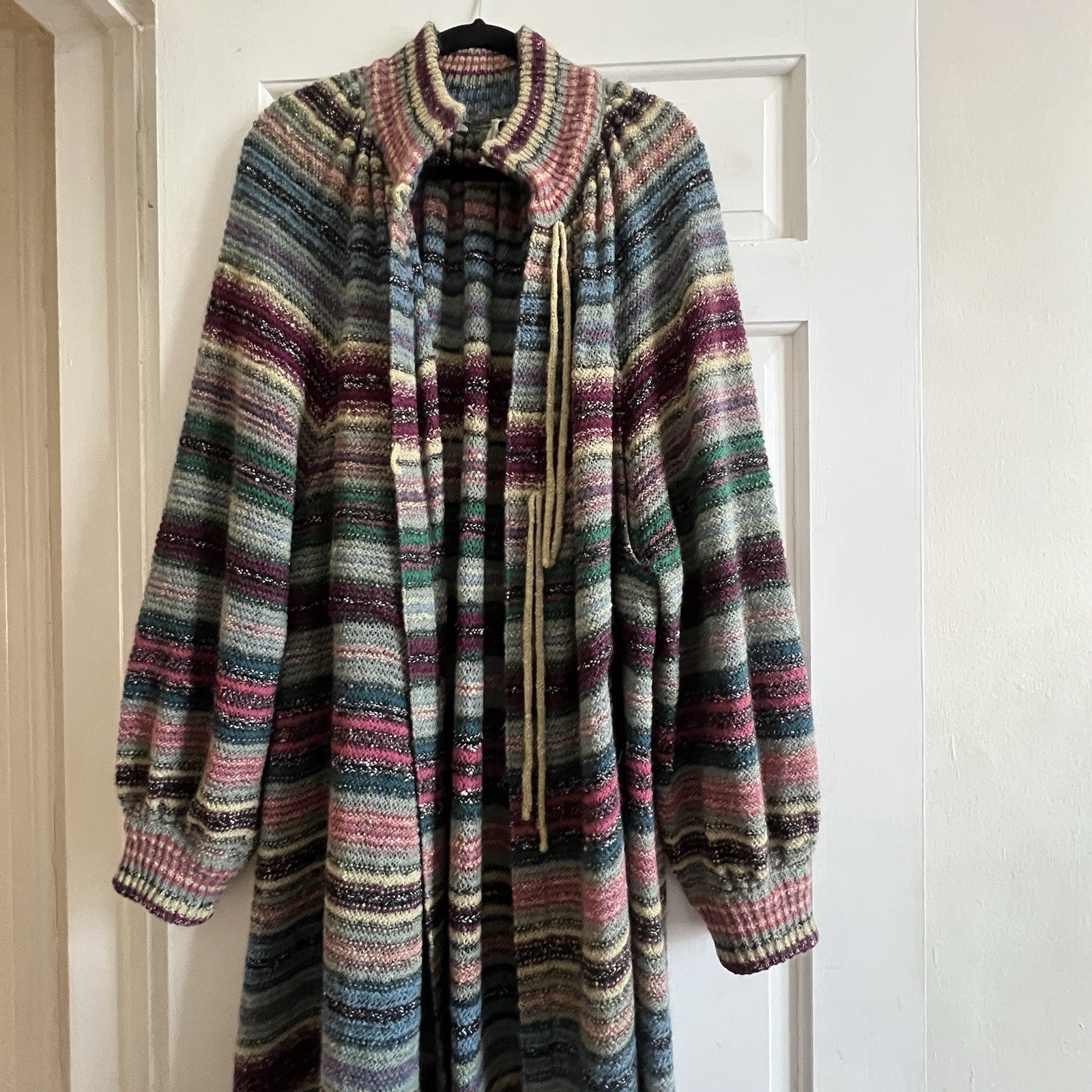 1970s Vintage Missoni Striped Crochet Knit Sweater Duster Made In Italy
