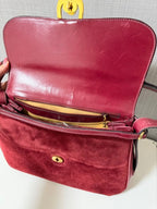 Gucci Interlocking G Shoulder Bag Suede Leather Bordeaux