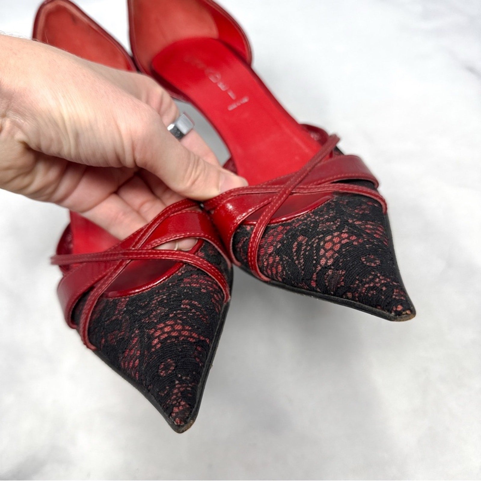 Casadei Y2K Leather Pointed Toe Stiletto Pumps Red Size 9