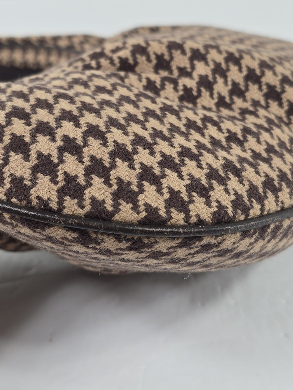 Lauren Ralph Lauren Brown Houndstooth Wool Blend Shoulder Bag Y2K