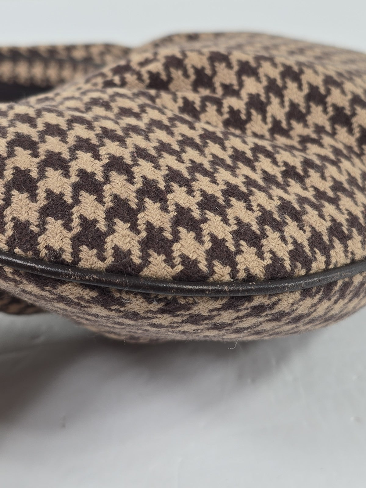 Lauren Ralph Lauren Brown Houndstooth Wool Blend Shoulder Bag Y2K