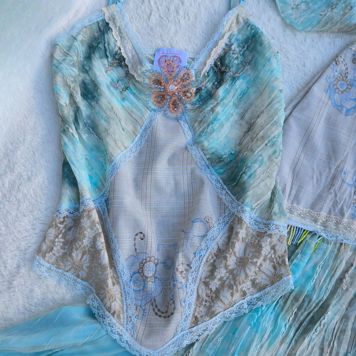 Lulu Patricia Forgeal Vintage Beaded Chiffon Three Piece Set Small