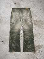Vintage 2000s Roberto Just Cavalli Monogram Flare Denim Pant Bootcut Print