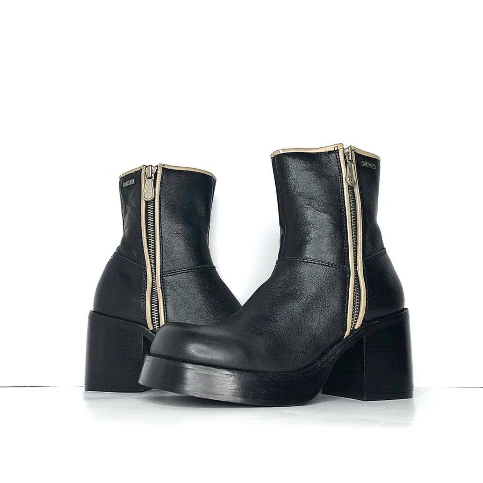 NEW Vintage Frye Villager Double Zipper Leather Platform Ankle Boots 6.5