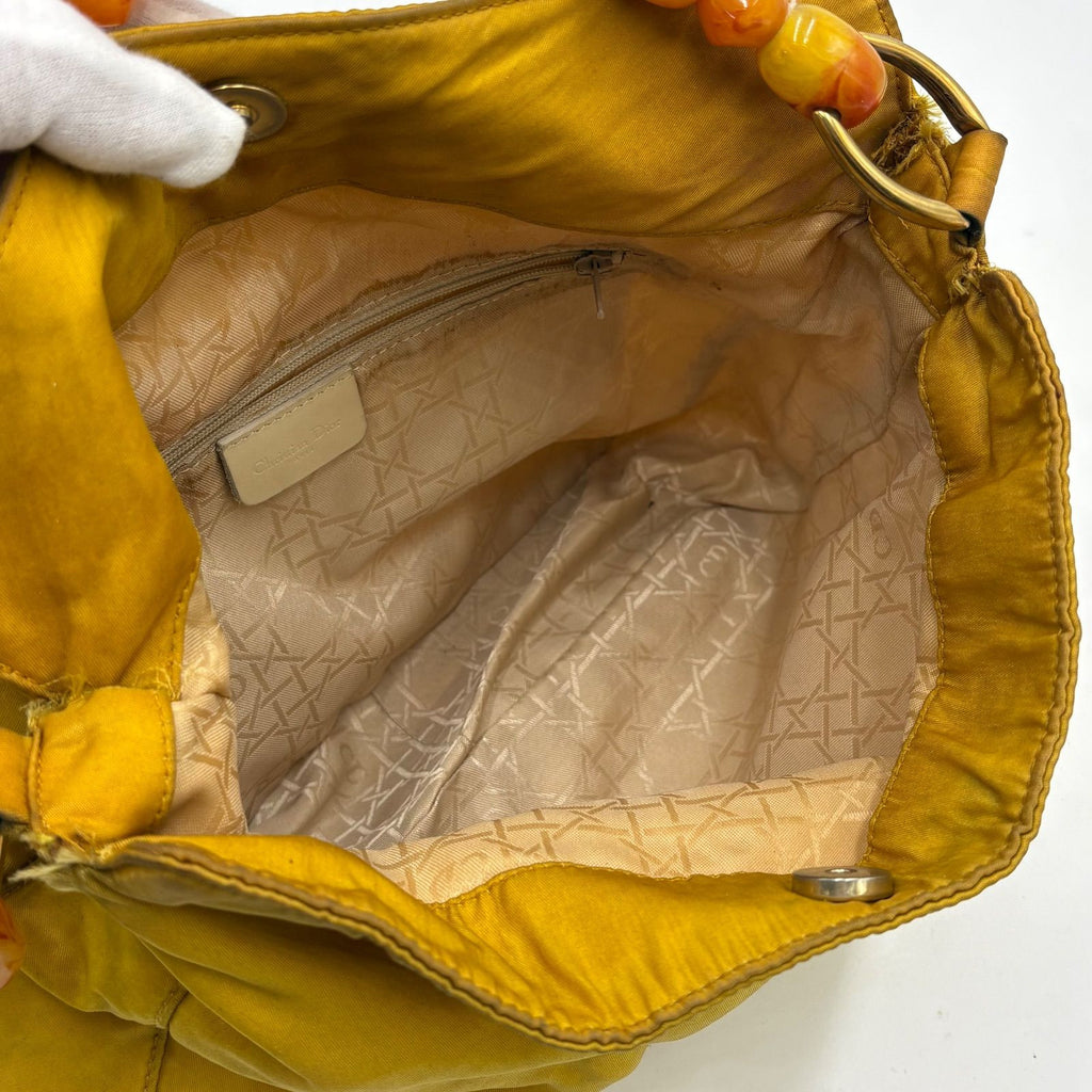 Vintage Christian Dior Yellow Nylon Shoulder Bag - Made in Italy