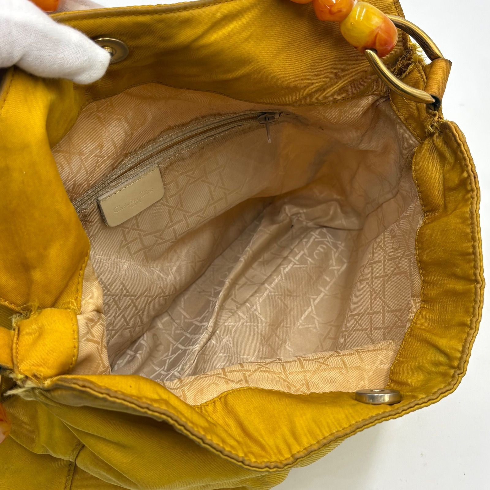 Vintage Christian Dior Yellow Nylon Shoulder Bag - Made in Italy
