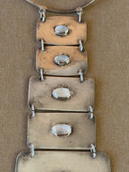 VTG Artisan Studio Modernist Sterling Silver 925 Moonstone Choker Necklace