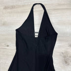 Gianni Versace Couture Y2K Black Halter Evening Gown with Rhinestone Side Slit