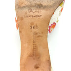 Manolo Blahnik Retro Vintage Floral Applique Pointed Toe Kitten Heel Mules 36.5