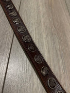 Vintage Gucci Belt Crest Patent Leather Monogram Brown Y2K Rare