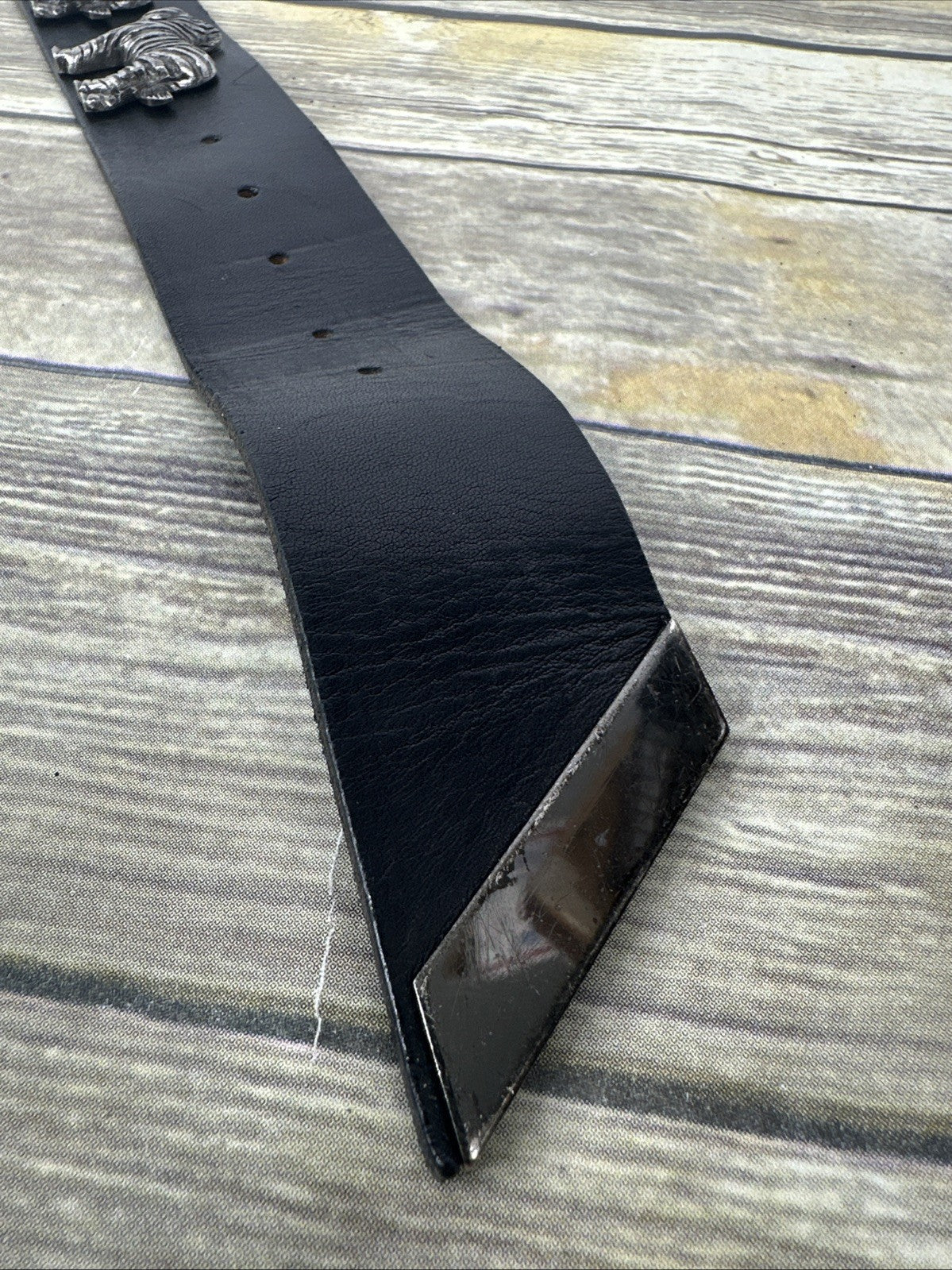 Vintage Cest Vrai Zebra Fashion Belt Size 28 Black Leather Safari