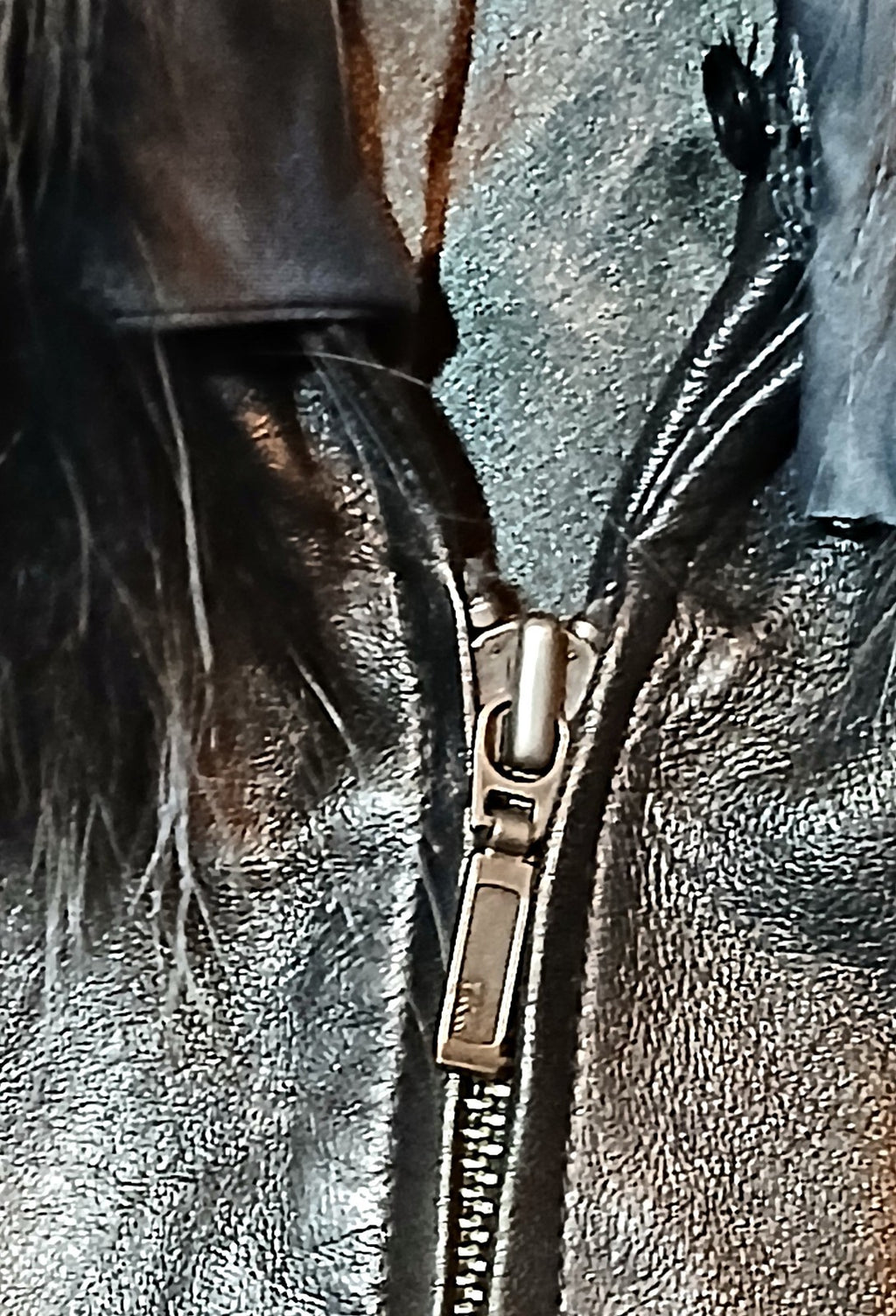 Cache Vintage Lamb Leather Jacket with Detachable Fox Fur Collar