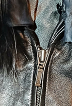 Cache Vintage Lamb Leather Jacket with Detachable Fox Fur Collar