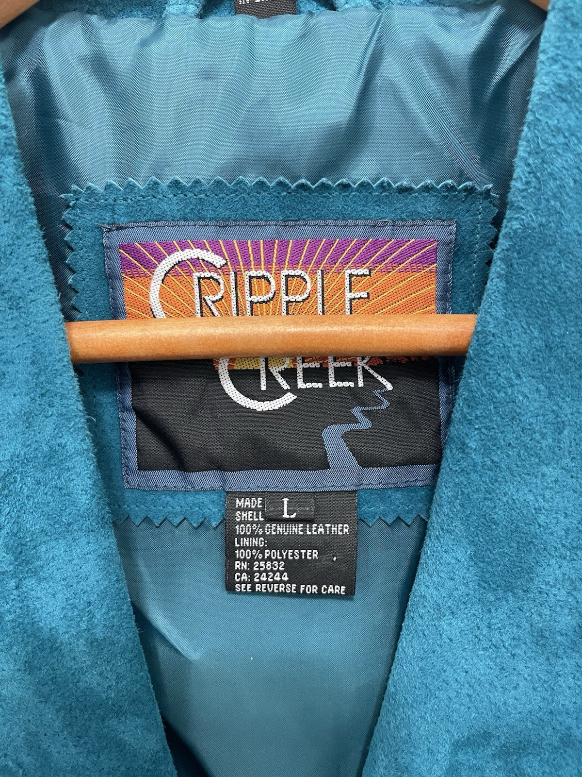 Cripple Creek Suede Leather Jacket Fringed Studded Beaded Teal Women's Large