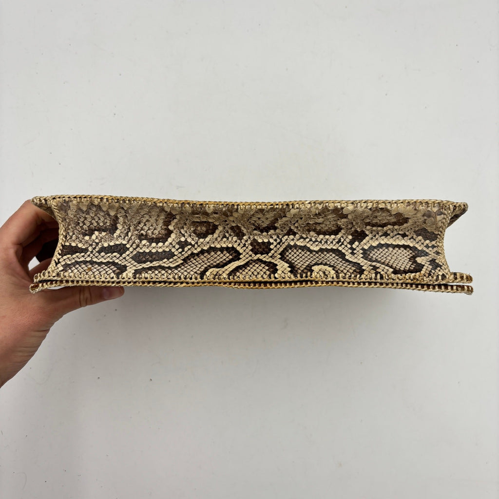 Vintage 1940s Genuine Python Snakeskin Clutch Purse Talon Hand Bag Exotic