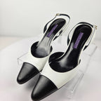 Ralph Lauren Collection Y2K Black and White Cap Toe Slingback Pumps Size 5.5B