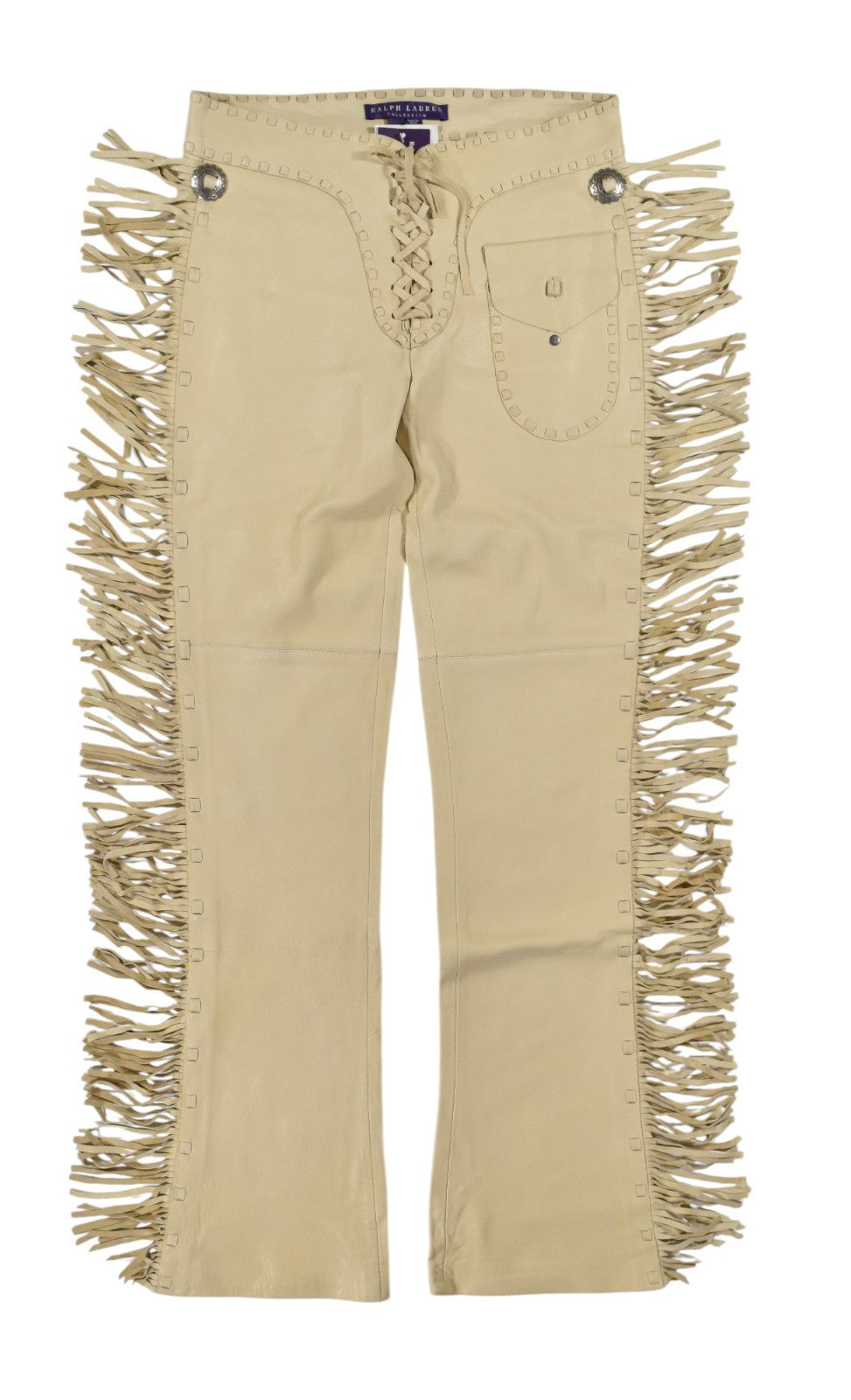 Ralph Lauren Purple Label Vintage Leather Western Fringed Pants New $3998