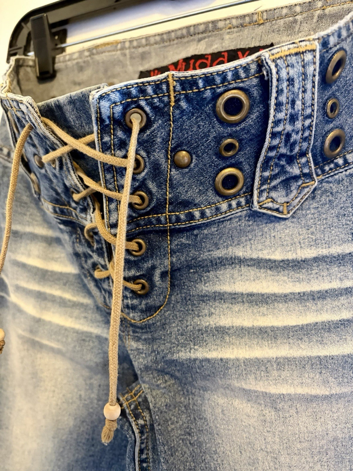 Mudd 1990s Lace Grommet Studded Low Rise Flare Jeans Size 1