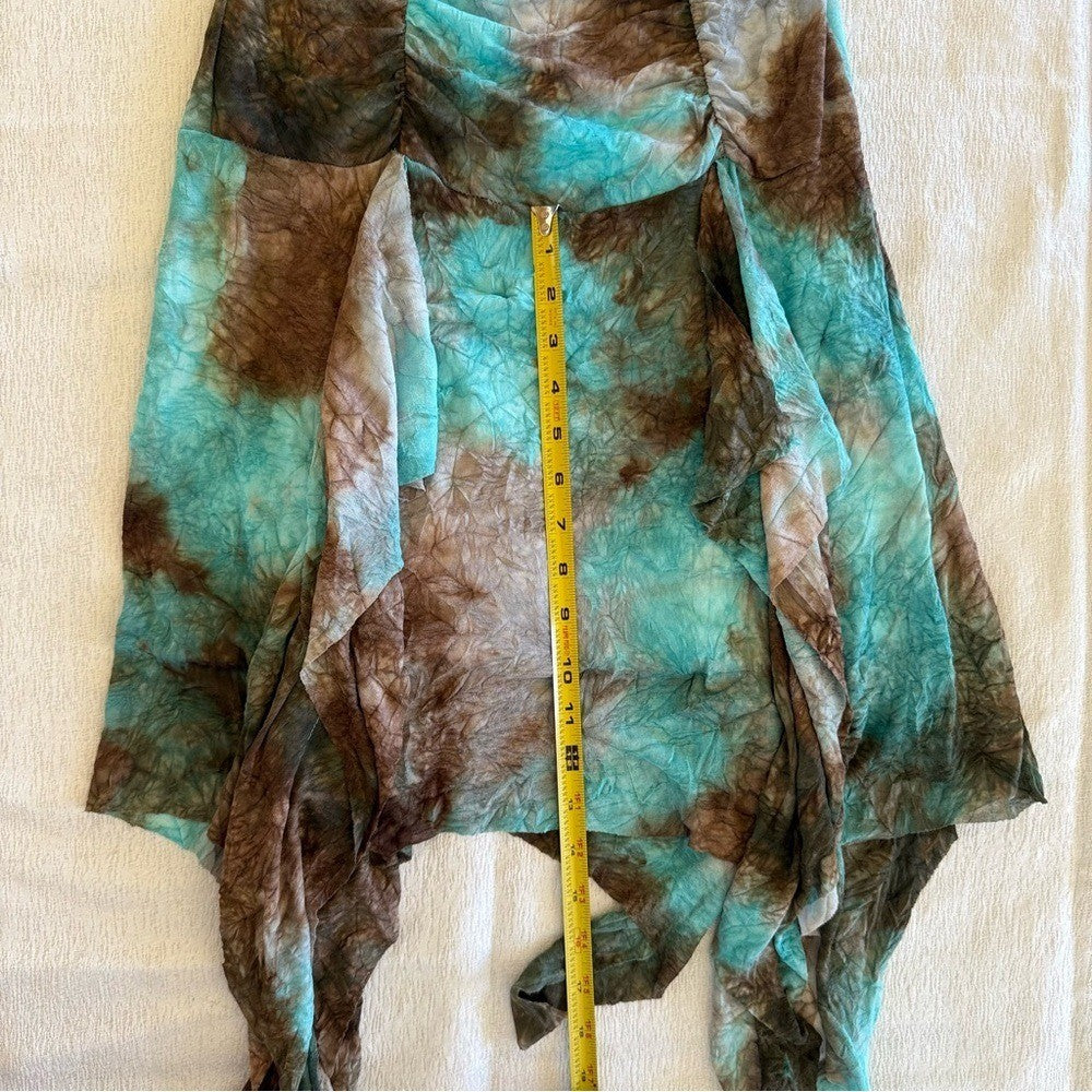 Turquoise Brown Tie Dye Slip Dress