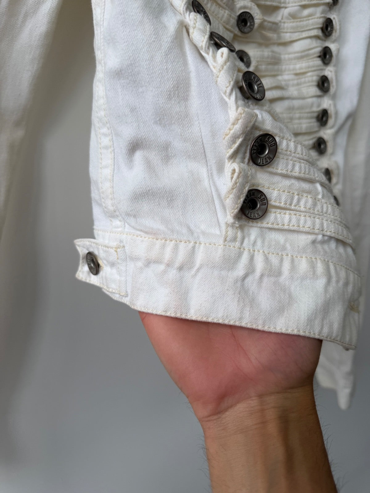 Plein Sud White Denim Napoleon Jacket Size XS