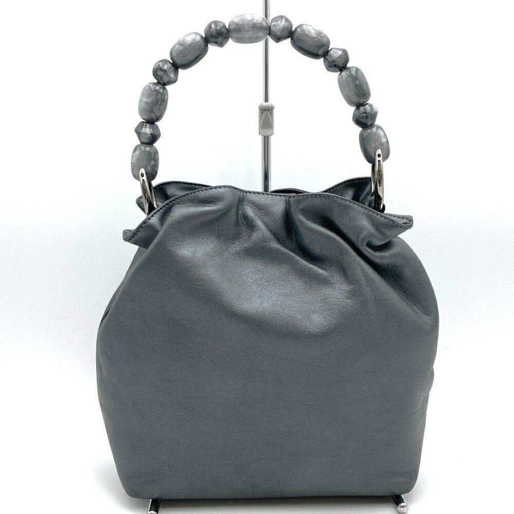 Dior Malice Pearl Hand Bag Gray Leather Vintage Authentic 154036